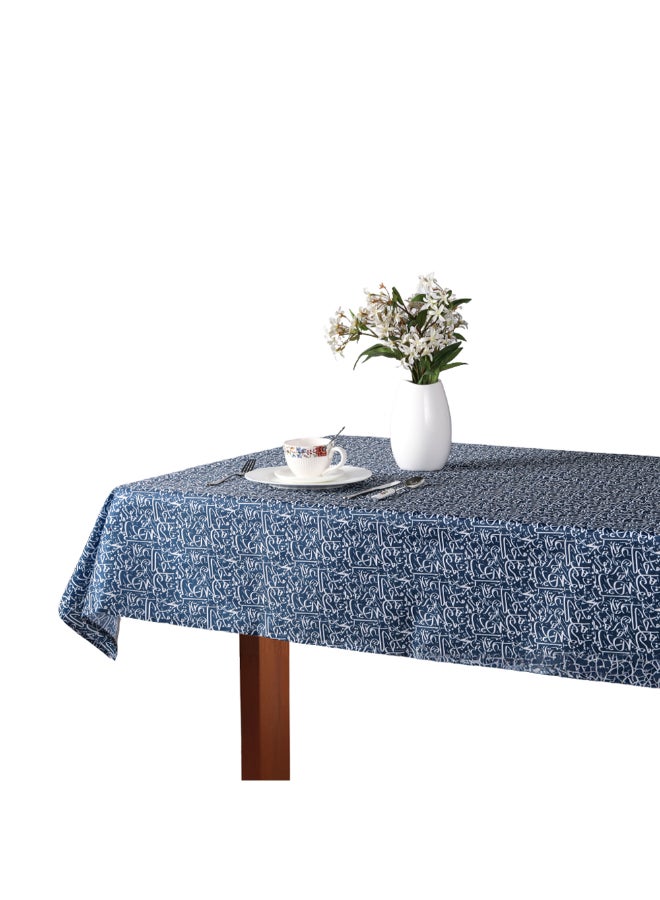 Printed Elegant Microfiber Tablecloth Navy and White 150 x 250 cm 25MNSA002TH